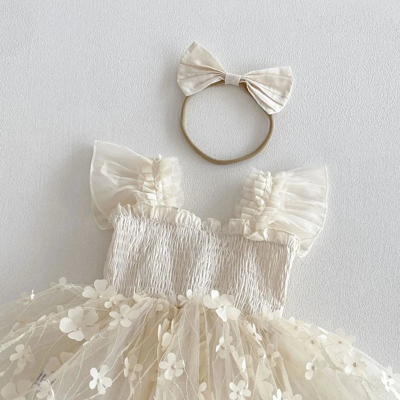 Barboteuse Bébé Fille Princesse – Dentelle Fleurie Élégante