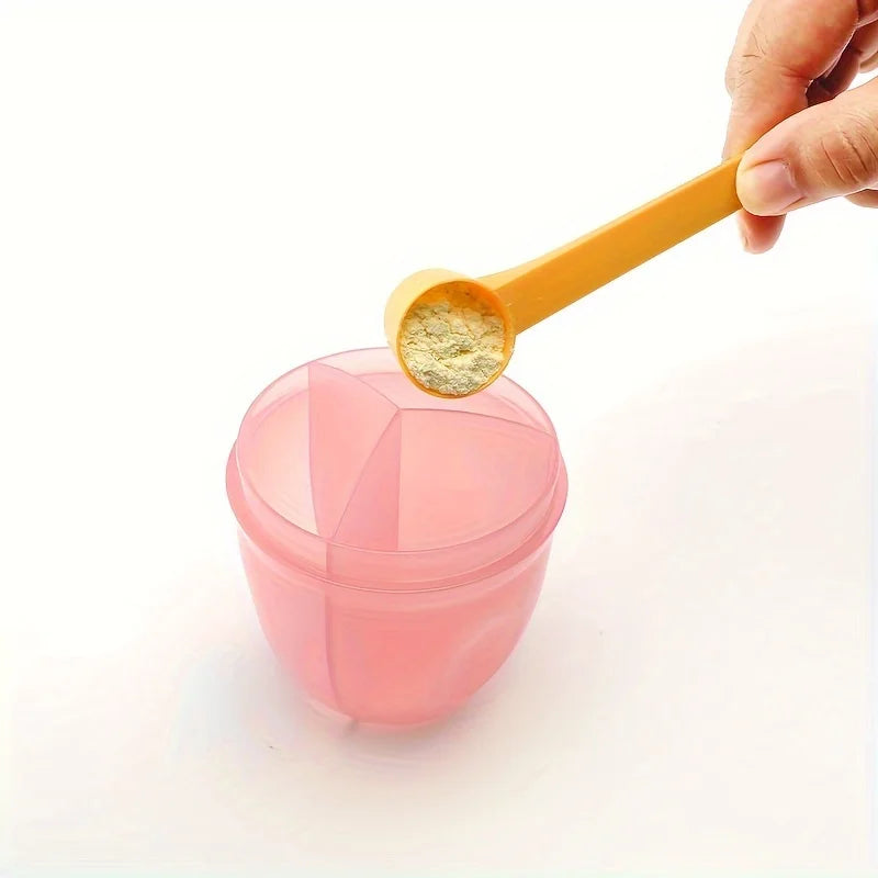 3-Compartment Rotating Milk Powder Box, Storage Container, Cartoon Mini Portable Snack Dispenser for Travel